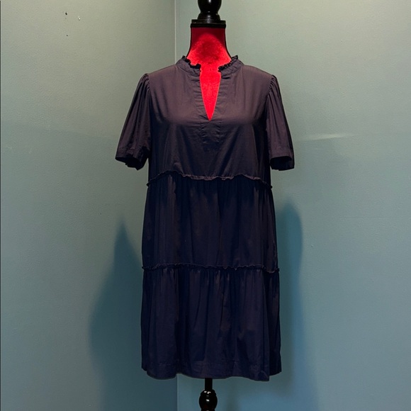 Sugarlips Dresses & Skirts - Navy Tiered Ruffle Neck Short Sleeve Dress Size Medium